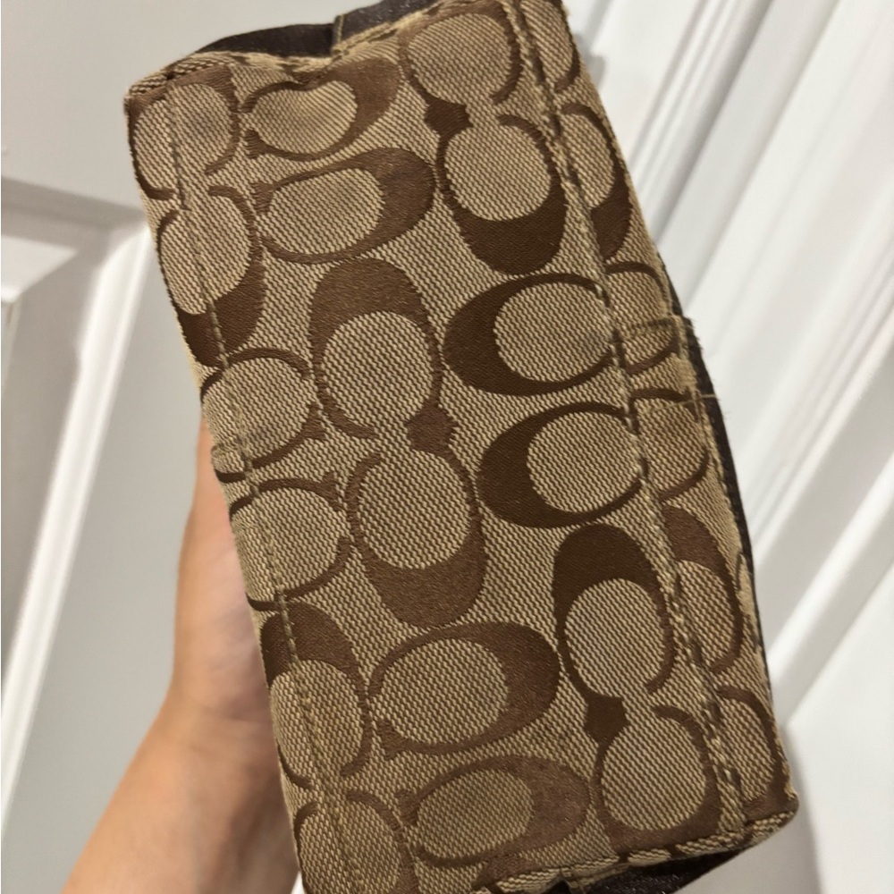 🍎🍎SOLD🍎🍎Vintage Coach Signature Mini Baguette Y2K Brown Canvas Shoulder Bag - Picture 6 of 11